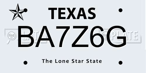 BA7Z6G Texas License Plate