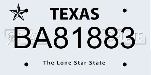 BA81883 Texas License Plate