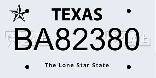 BA82380 Texas License Plate