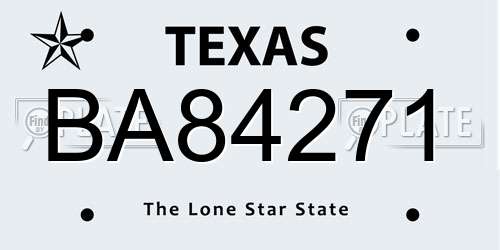 BA84271 Texas License Plate
