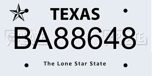 BA88648 Texas License Plate