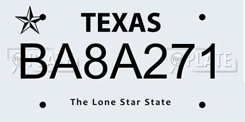 BA8A271 Texas License Plate
