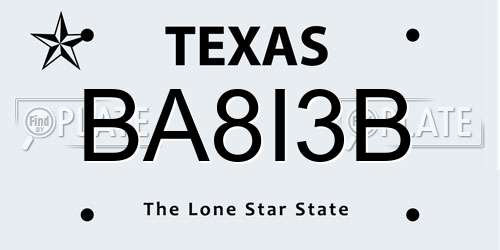 BA8I3B Texas License Plate