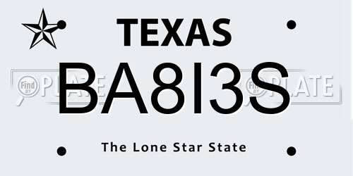 BA8I3S Texas License Plate