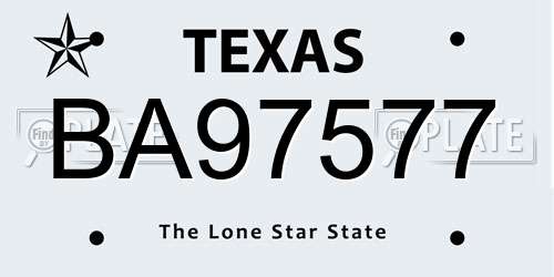 BA97577 Texas License Plate
