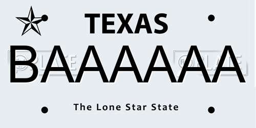 BAAAAAA Texas License Plate