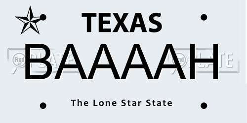 BAAAAH Texas License Plate