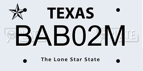 BAB02M Texas License Plate