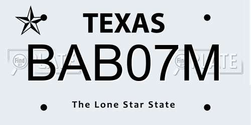 BAB07M Texas License Plate