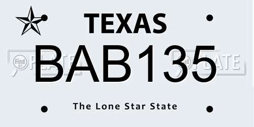BAB135 Texas License Plate