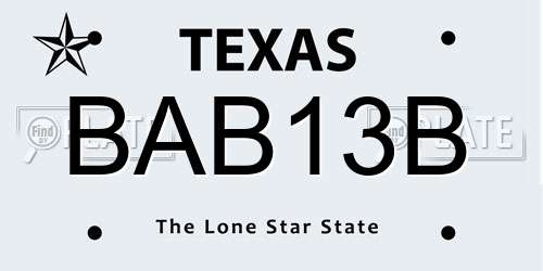 BAB13B Texas License Plate
