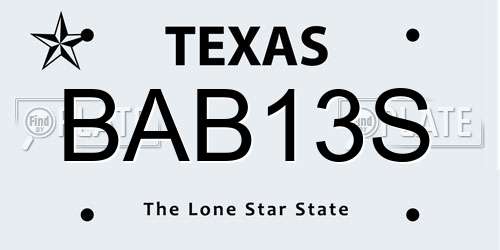 BAB13S Texas License Plate