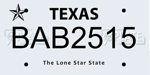 BAB2515 Texas License Plate