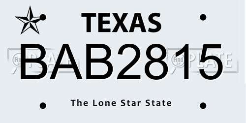 BAB2815 Texas License Plate