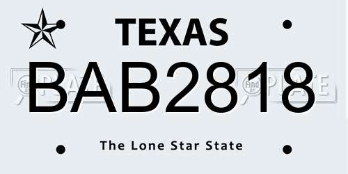 BAB2818 Texas License Plate