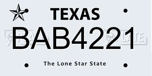 BAB4221 Texas License Plate