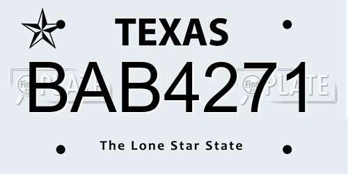 BAB4271 Texas License Plate