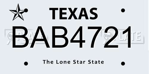 BAB4721 Texas License Plate