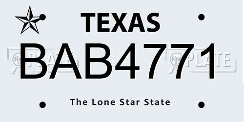 BAB4771 Texas License Plate