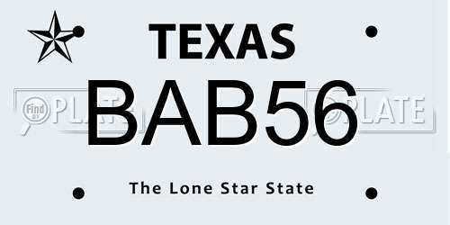 BAB56 Texas License Plate