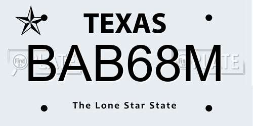 BAB68M Texas License Plate