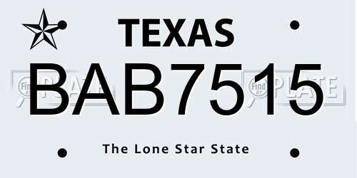 BAB7515 Texas License Plate