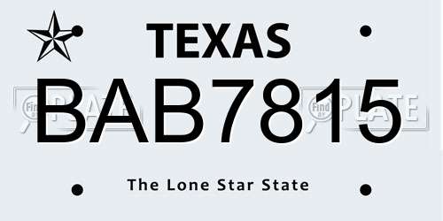 BAB7815 Texas License Plate