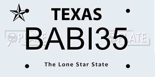 BABI35 Texas License Plate