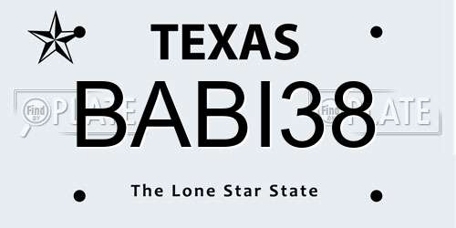 BABI38 Texas License Plate