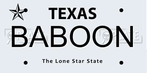 BABOON Texas License Plate