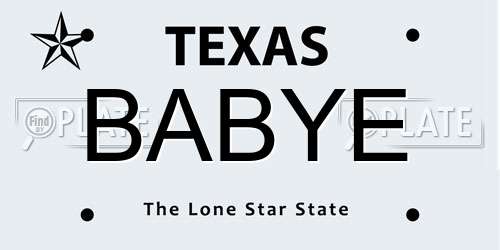 BABYE Texas License Plate