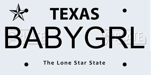 BABYGRL Texas License Plate