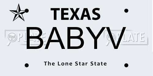 BABYV Texas License Plate