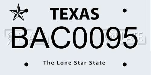 BAC0095 Texas License Plate