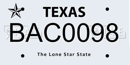 BAC0098 Texas License Plate