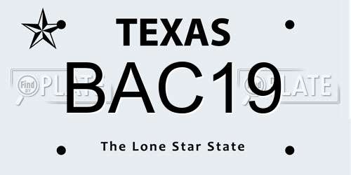 BAC19 Texas License Plate