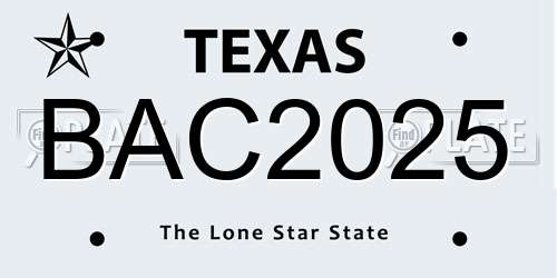 BAC2025 Texas License Plate