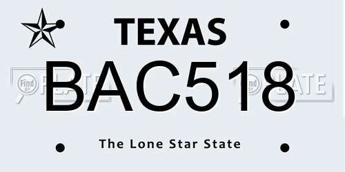 BAC518 Texas License Plate