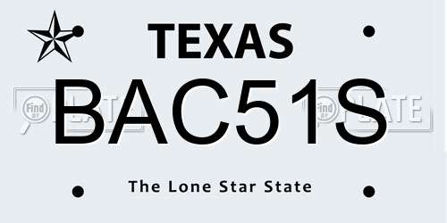 BAC51S Texas License Plate