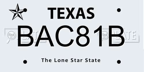 BAC81B Texas License Plate