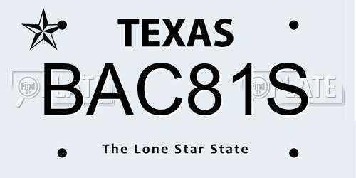 BAC81S Texas License Plate