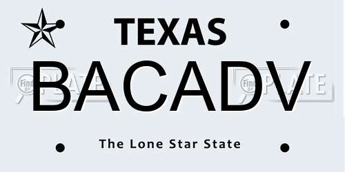 BACADV Texas License Plate