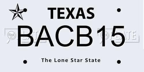 BACB15 Texas License Plate
