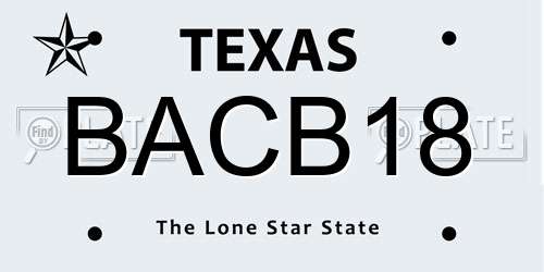 BACB18 Texas License Plate