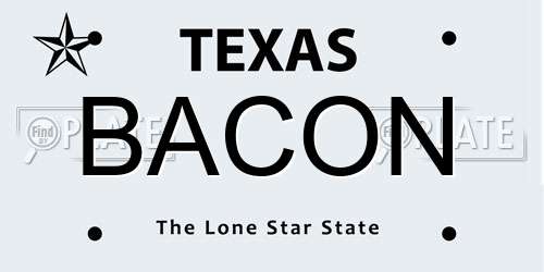 BACON Texas License Plate