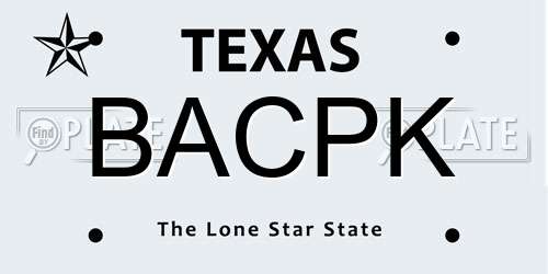 BACPK Texas License Plate