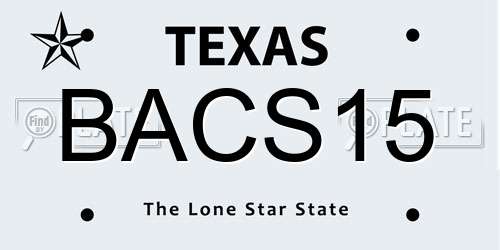 BACS15 Texas License Plate