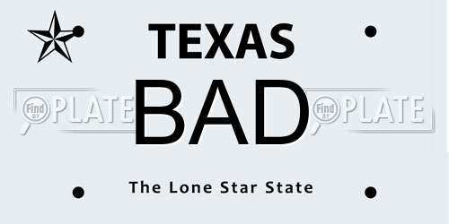 BAD Texas License Plate