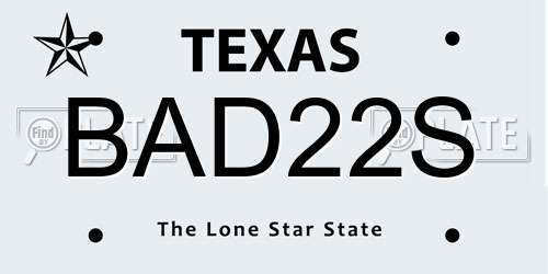 BAD22S Texas License Plate