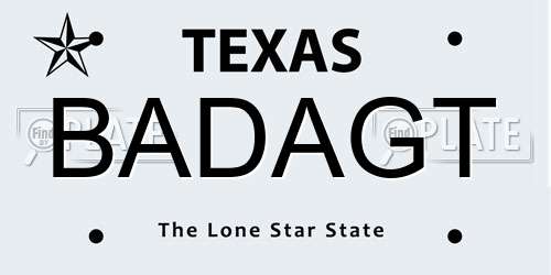 BADAGT Texas License Plate